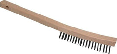 Weiler - 3 Rows x 19 Columns Steel Scratch Brush - 5-1/2" Brush Length, 14" OAL, 1-3/16" Trim Length, Wood Curved Handle - Eagle Tool & Supply