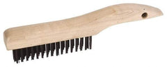 Weiler - 2 Rows x 17 Columns Steel Scratch Brush - 5" Brush Length, 10" OAL, 1-3/16" Trim Length, Wood Shoe Handle - Eagle Tool & Supply