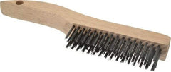 Weiler - 4 Rows x 16 Columns Steel Scratch Brush - 5" Brush Length, 10" OAL, 1-3/16" Trim Length, Wood Shoe Handle - Eagle Tool & Supply