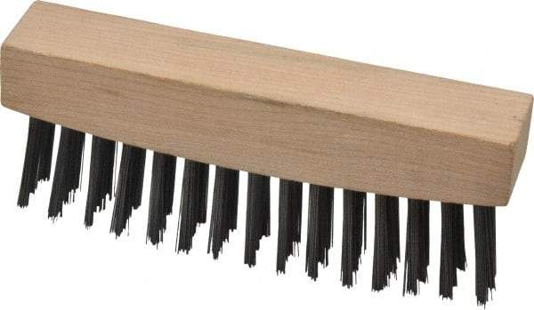Weiler - 3 Rows x 15 Columns Steel Scratch Brush - 4-1/2" Brush Length, 4-5/8" OAL, 1-1/8" Trim Length, Wood Straight Handle - Eagle Tool & Supply