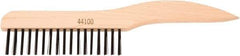 Weiler - 1 Rows x 17 Columns Steel Scratch Brush - 5" Brush Length, 10" OAL, 1-1/16" Trim Length, Wood Shoe Handle - Eagle Tool & Supply