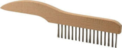 Weiler - 1 Rows x 17 Columns Stainless Steel Scratch Brush - 5" Brush Length, 10" OAL, 1-1/16" Trim Length, Wood Shoe Handle - Eagle Tool & Supply