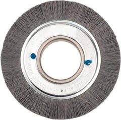 Weiler - 6" OD, 2" Arbor Hole, Crimped Nylon Wheel Brush - 1" Face Width, 1-1/4" Trim Length, 0.018" Filament Diam, 3,600 RPM - Eagle Tool & Supply