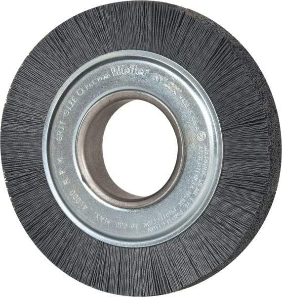 Weiler - 6" OD, 2" Arbor Hole, Crimped Nylon Wheel Brush - 1" Face Width, 1-1/4" Trim Length, 0.022" Filament Diam, 3,600 RPM - Eagle Tool & Supply