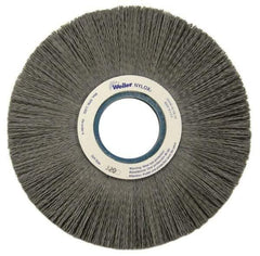 Weiler - 8" OD, 2" Arbor Hole, Crimped Nylon Wheel Brush - 1" Face Width, 2-1/4" Trim Length, 0.018" Filament Diam, 3,600 RPM - Eagle Tool & Supply