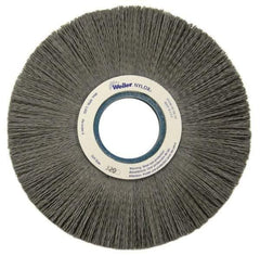 Weiler - 8" OD, 2" Arbor Hole, Crimped Nylon Wheel Brush - 1" Face Width, 2-1/4" Trim Length, 0.022" Filament Diam, 3,600 RPM - Eagle Tool & Supply