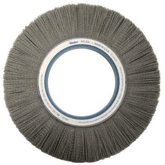 Weiler - 12" OD, Crimped Nylon Wheel Brush - 1-1/8" Face Width, 2-3/4" Trim Length, 0.04" Filament Diam, 1,800 RPM - Eagle Tool & Supply