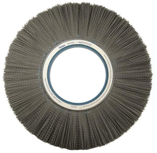 Weiler - 14" OD, Crimped Nylon Wheel Brush - 1-1/8" Face Width, 3-3/4" Trim Length, 0.022" Filament Diam, 1,800 RPM - Eagle Tool & Supply