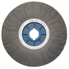 Weiler - 14" OD, 2" Arbor Hole, Crimped Nylon Wheel Brush - 1-1/8" Face Width, 3-3/4" Trim Length, 0.04" Filament Diam, 1,800 RPM - Eagle Tool & Supply