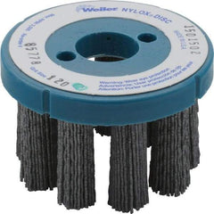 Weiler - 3" 120 Grit Silicon Carbide Crimped Disc Brush - Fine Grade, Plain Hole Connector, 1-1/2" Trim Length, 7/8" Arbor Hole - Eagle Tool & Supply