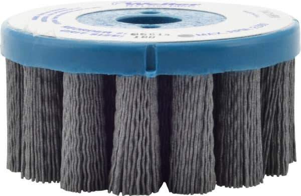 Weiler - 4" 180 Grit Silicon Carbide Crimped Disc Brush - Very Fine Grade, Plain Hole Connector, 1-1/2" Trim Length, 7/8" Arbor Hole - Eagle Tool & Supply