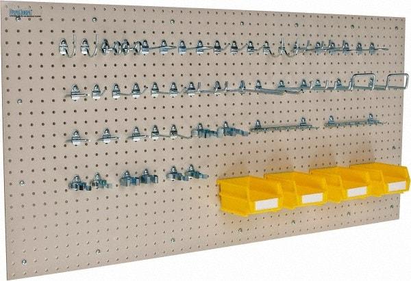Triton - 48" Wide x 24" High Storage Peg Board, Hooks & Spacers - 2 Panels, 44 Hooks, Polypropylene Board, Steel Hooks, White - Eagle Tool & Supply