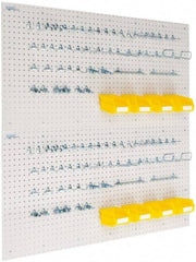 Triton - 48" Wide x 24" High Storage Peg Board, Hooks & Spacers - 4 Panels, 88 Hooks, Polypropylene Board, Steel Hooks, White - Eagle Tool & Supply