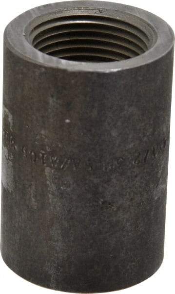 Made in USA - Size 3/4 x 1/2", Class 3,000, Forged Carbon Steel Black Pipe Reducing Coupling - 3,000 psi, Threaded End Connection - Eagle Tool & Supply