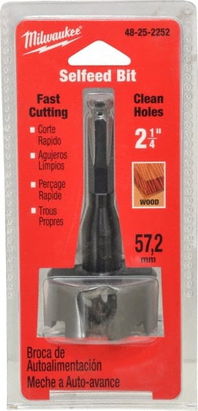 Milwaukee Tool - 2-1/4", 7/16" Hex Shank, Bright Finish, Cobalt Self Feed Drill Bit - Eagle Tool & Supply
