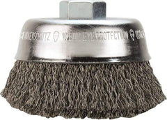 Milwaukee Tool - 4" OD, 5/8" Arbor Hole, Crimped Stainless Steel Wheel Brush - 1/2" Face Width, 3/4" Trim Length, 0.014" Filament Diam, 12,000 RPM - Eagle Tool & Supply