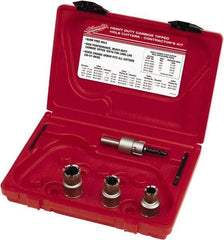 Milwaukee Tool - 5 Piece, 11/16" to 15/16" Saw Diam, Contractor's Hole Saw Kit - Carbide-Tipped, Gulleted Edge, Pilot Drill Model No. 49-57-0035, 49-57-0038, Includes 3 Hole Saws - Eagle Tool & Supply