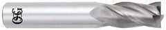 OSG - 9/16", 1-1/8" LOC, 9/16" Shank Diam, 3-1/2" OAL, 4 Flute, Solid Carbide Square End Mill - Single End, Uncoated, Spiral Flute, 30° Helix, Centercutting, Right Hand Cut, Right Hand Flute, Series 454 - Eagle Tool & Supply