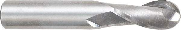 OSG - 1/2" Diam, 1" LOC, 2 Flute Solid Carbide Ball End Mill - Uncoated, Single End, 3" OAL, 1/2" Shank Diam, Spiral Flute - Eagle Tool & Supply