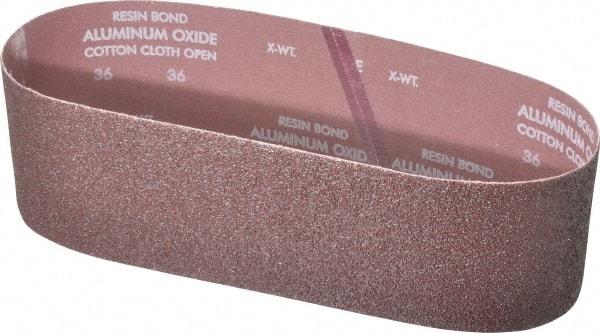 Norton - 4" Wide x 36" OAL, 36 Grit, Aluminum Oxide Abrasive Belt - Aluminum Oxide, Very Coarse, Coated, X Weighted Cloth Backing, Series R228 - Eagle Tool & Supply