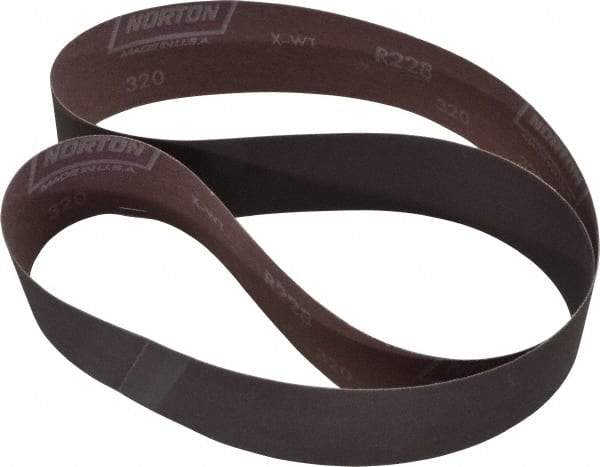 Norton - 2" Wide x 48" OAL, 320 Grit, Aluminum Oxide Abrasive Belt - Aluminum Oxide, Extra Fine, Coated, Series R228 - Eagle Tool & Supply