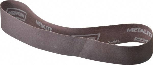 Norton - 2" Wide x 30" OAL, 120 Grit, Aluminum Oxide Abrasive Belt - Aluminum Oxide, Fine, Coated, Series R228 - Eagle Tool & Supply