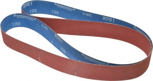 Norton - 1-1/2" Wide x 60" OAL, 120 Grit, Ceramic Abrasive Belt - Ceramic, Fine, Coated, Y Weighted Cloth Backing, Series R981 - Eagle Tool & Supply