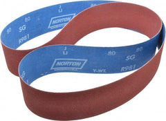 Norton - 2-1/2" Wide x 60" OAL, 80 Grit, Ceramic Abrasive Belt - Ceramic, Medium, Coated, Y Weighted Cloth Backing, Series R981 - Eagle Tool & Supply