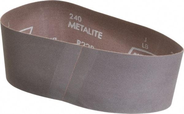 Norton - 3" Wide x 21" OAL, 240 Grit, Aluminum Oxide Abrasive Belt - Aluminum Oxide, Very Fine, Coated, Series R228 - Eagle Tool & Supply