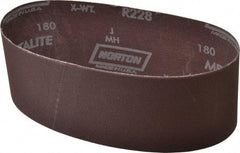 Norton - 3" Wide x 21" OAL, 180 Grit, Aluminum Oxide Abrasive Belt - Aluminum Oxide, Very Fine, Coated, Series R228 - Eagle Tool & Supply