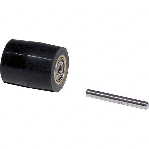 Dynabrade - 3/4" Diam x 7/8" Wide Contact Wheel Assembly - 3/8" Arbor Hole, Crowned, 70 Duro Rubber Face - Eagle Tool & Supply