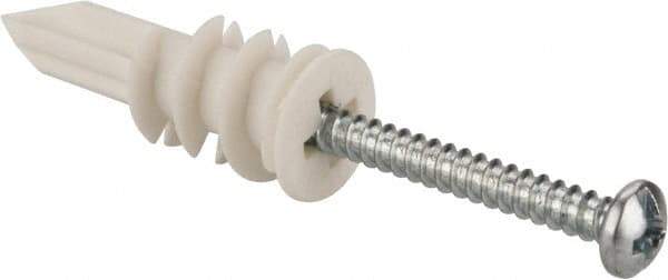 Toggler - #6 to 8 Screw, 1/4" Diam, 1-1/4" Long, 3/8 to 5/8" Thick, Self Drilling Drywall & Hollow Wall Anchor - Thermoplastic Alloy, Grade Proprietary Thermoplastic Alloy, Use in Drywall - Eagle Tool & Supply