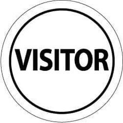 NMC - Visitor, Hard Hat Label - Black on White, 2" Thick, For Visitor - Eagle Tool & Supply