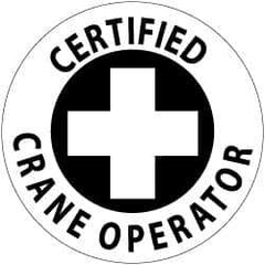 NMC - Certified Crane Operator, Hard Hat Label - Black on White, 2" Thick, For Certified Operator - Eagle Tool & Supply