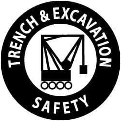 NMC - Trench & Excavation Safety, Hard Hat Label - Black on White, 2" Thick, For Accident Prevention - Eagle Tool & Supply