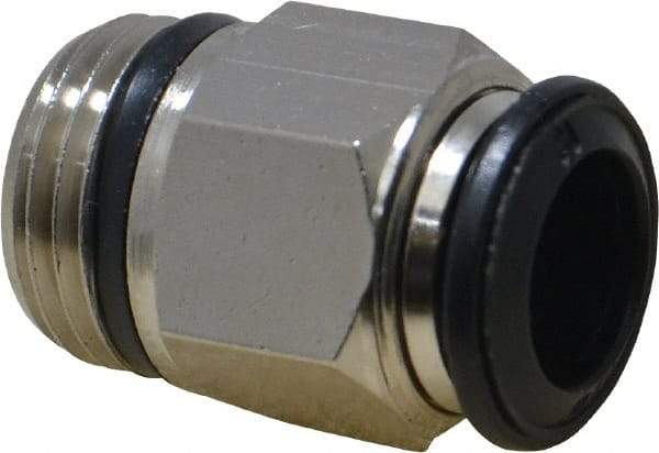 Alpha Technologies - 10mm Outside Diam, 3/8 Universal, Nickel Plated Brass Push-to-Connect Tube Male Connector - 250 Max psi, Tube to Universal Thread Connection, Buna O-Ring - Eagle Tool & Supply