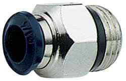 Alpha Technologies - 3/8" Outside Diam, 1/8 Universal Thread, Nickel Plated Brass Push-to-Connect Male Connector - 250 Max psi, Tube to Universal Thread Connection, Buna O-Ring - Eagle Tool & Supply