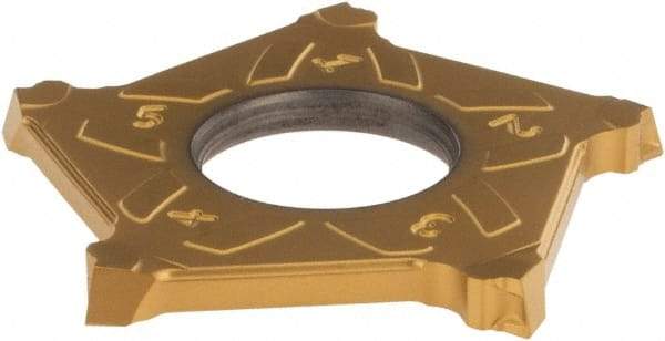 Iscar - PENTA C IC808G Grade, 0.118" Cutting Width, Carbide Cutoff Insert - 15° Right Hand Lead Angle, 0.008" Cnr Rad, TiAlN/AlTiN/TiN Coated, Other End - Eagle Tool & Supply