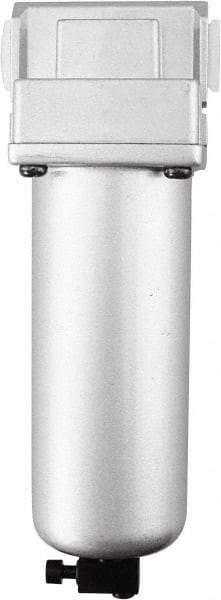 PRO-SOURCE - 1/4" Port, 7.4" High x 2.16" Wide, Intermediate FRL Filter with Aluminum Bowl & Manual Drain - 49 SCFM, 290 Max psi, 140°F Max, Modular Connection, 2.17 oz Bowl Capacity - Eagle Tool & Supply