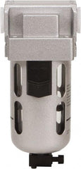 PRO-SOURCE - 1/4" Port Coalescing Filter - Polycarbonate with Metal Guard Bowl, Semi Automatic Drain, 145 Max psi, 0.1 Micron Rating, 2.16" Wide x 5.51" High - Eagle Tool & Supply