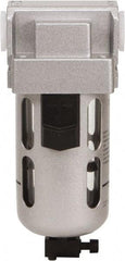 PRO-SOURCE - 1/8" Port Coalescing Filter - Polycarbonate with Metal Guard Bowl, Semi Automatic Drain, 145 Max psi, 0.1 Micron Rating, 1.57" Wide x 4.45" High - Eagle Tool & Supply