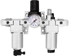 PRO-SOURCE - 1/4 NPT Intermediate 3 Pc Filter-Regulator-Lubricator FRL Unit with Pressure Gauge - Eagle Tool & Supply