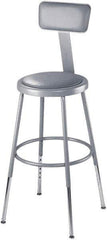 NPS - 16-3/4" Wide x 20-1/2" Deep x 44 to 53-1/2" High, Standard Base, Adjustable Seat Stool - Vinyl Seat, Gray - Eagle Tool & Supply