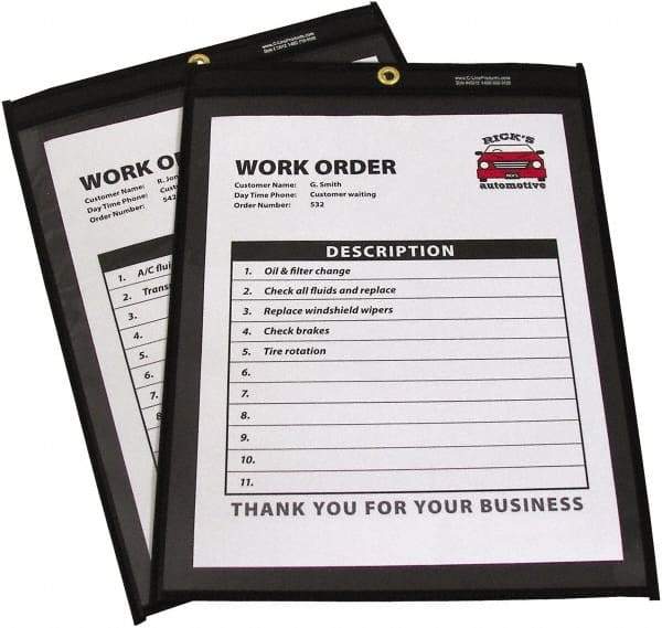 C-LINE - 25 Piece Clear Stitched Shop Ticket Holder - 11" High x 8-1/2" Wide - Eagle Tool & Supply