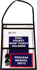 C-LINE - 15 Piece Clear Dual Pocket Stitched Hanging Shop Ticket Holder - 12" High x 9" Wide - Eagle Tool & Supply