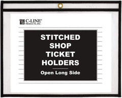 C-LINE - 25 Piece Clear Stitched Shop Ticket Holder-Open Long Side - 11" High x 8-1/2" Wide - Eagle Tool & Supply