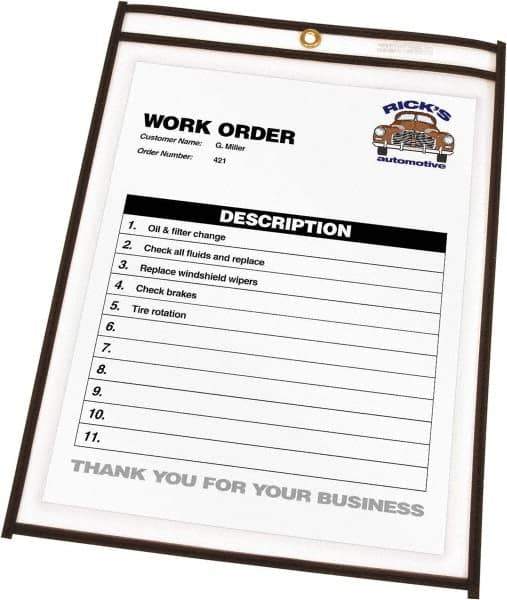 C-LINE - 25 Piece Clear Stitched Shop Ticket Holder - 11" High x 8-1/2" Wide - Eagle Tool & Supply