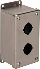 nVent Hoffman - 2 Hole, 1.2 Inch Hole Diameter, Stainless Steel Pushbutton Switch Enclosure - 6-3/4 Inch High x 3.47 Inch Wide x 2-3/4 Inch Deep, 12, 13, 4X NEMA Rated - Eagle Tool & Supply