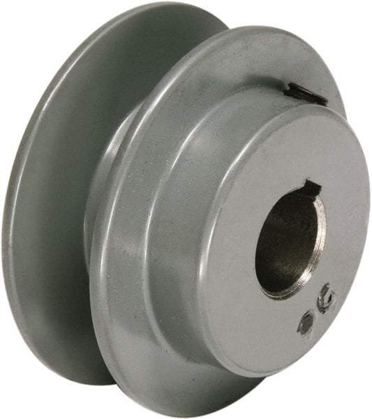 TB Wood's - 5/8" Bore, 15/16 Long, 2-1/4" Outside Diam, Finished Bore Single Groove V Belt Sheave - 3/4" Wide, 1.66" Pitch Diam of 3L Belt, 2" Pitch Diam of 4L Belt - Eagle Tool & Supply