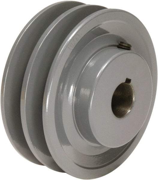TB Wood's - 1" Bore, 1-3/16 Long, 3.95" Outside Diam, Finished Bore Two Groove V Belt Sheave - 1-3/4" Wide, 3.6 Belt Pitch B, 3.2" Pitch Diam of 4L Belt - Eagle Tool & Supply